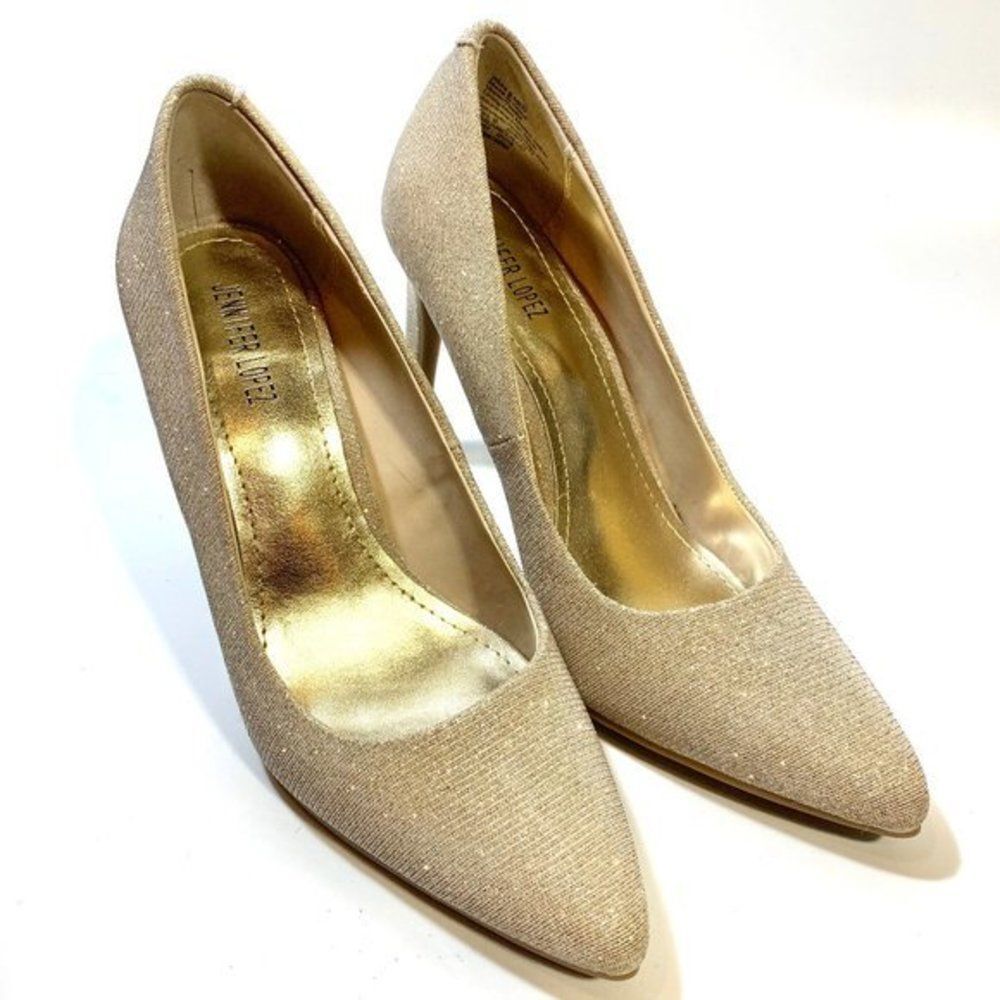 Jennifer Lopez‎ Metallic Silver Gold Heels